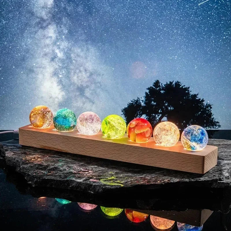 Set of 7 Galaxy Spheres with Emotional Colors