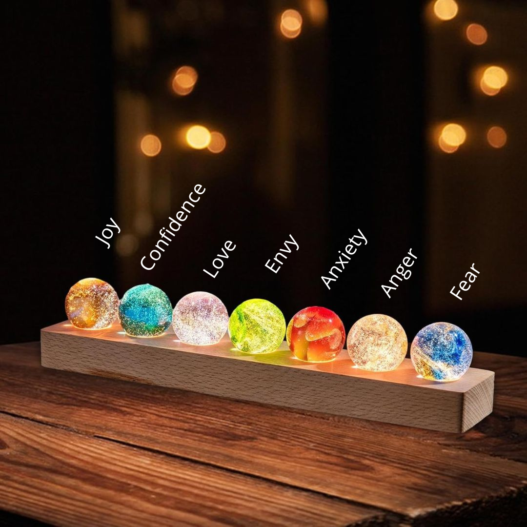 Set of 7 Galaxy Spheres with Emotional Colors