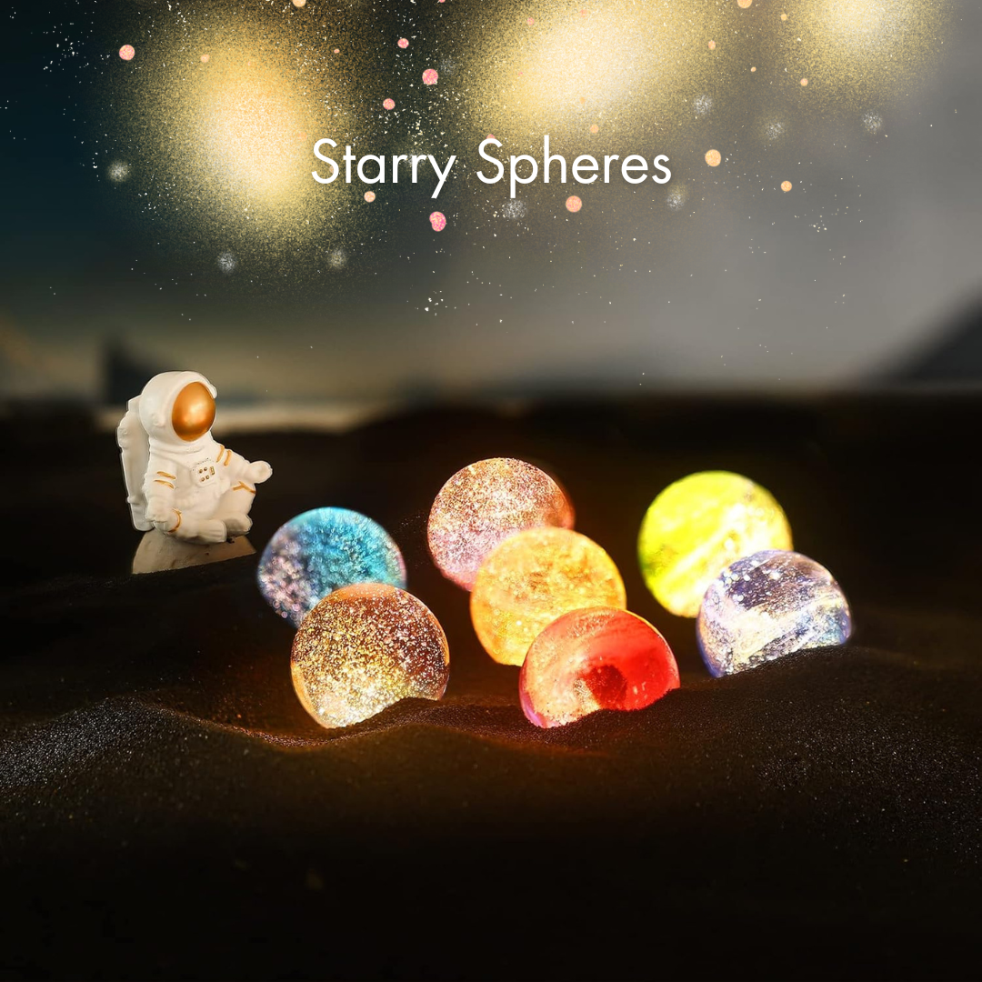 Set of 7 Galaxy Spheres with Emotional Colors